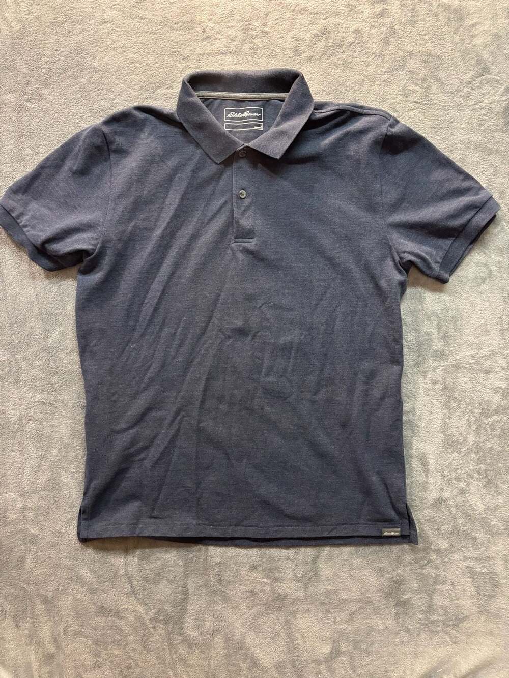 Eddie Bauer Men's Solid Blue Short Sleeve Polo Shirt